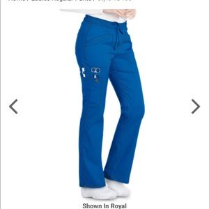 Dickies drawstring scrub pants in royal blue.